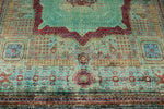 8x10 Light Green and Turquoise Turkish Tribal Rug