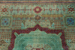 8x10 Light Green and Turquoise Turkish Tribal Rug