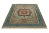 5x7 Light Green and Navy Turkish Tribal Rug