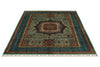 5x7 Light Green and Navy Turkish Tribal Rug