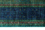 8x10 Turquoise and Navy Turkish Tribal Rug