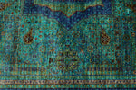 8x10 Turquoise and Navy Turkish Tribal Rug