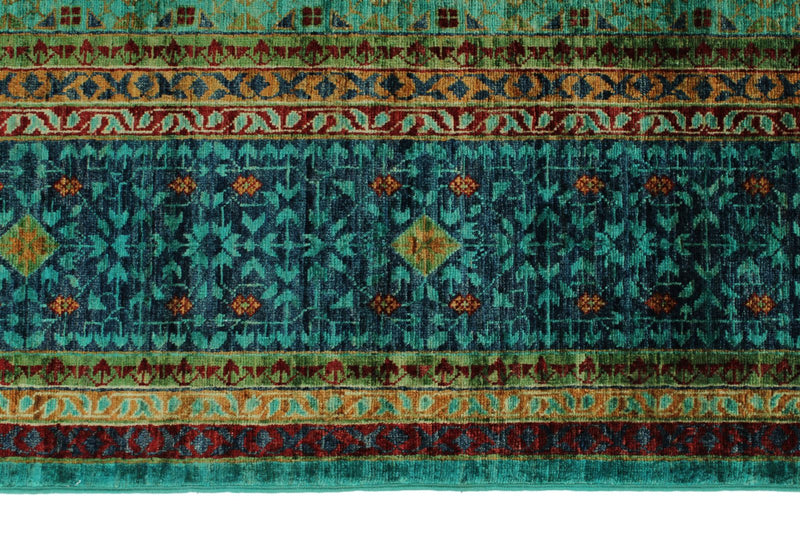 8x10 Green and Blue Turkish Tribal Rug