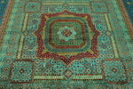 8x10 Green and Blue Turkish Tribal Rug