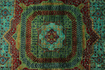 8x10 Green and Blue Turkish Tribal Rug