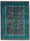 5x7 Navy and Blue Turkish Tribal Rug