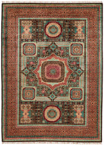 7x10 Rust and Multicolor Turkish Tribal Rug