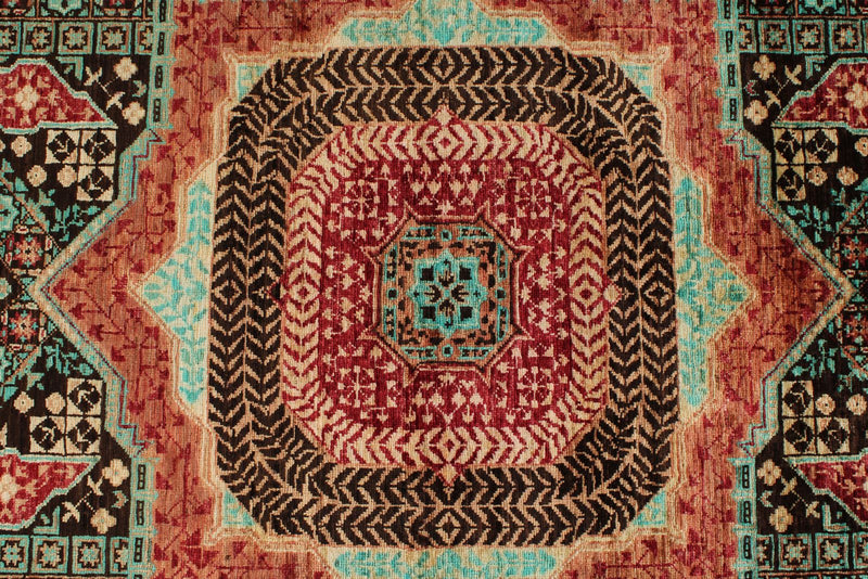 7x10 Rust and Multicolor Turkish Tribal Rug