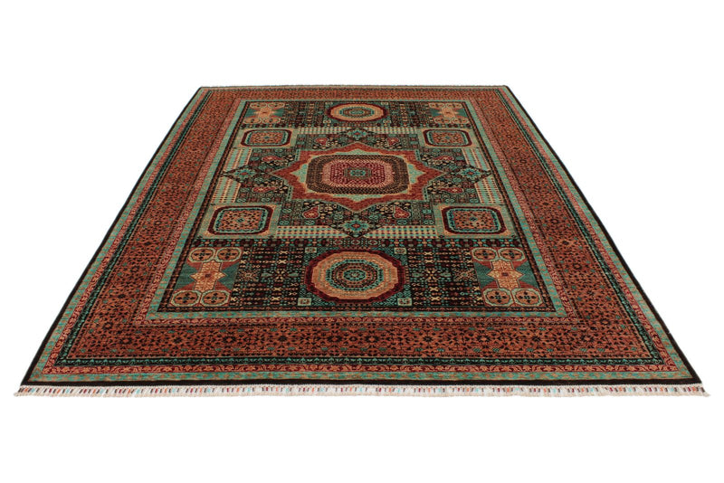 7x10 Rust and Multicolor Turkish Tribal Rug