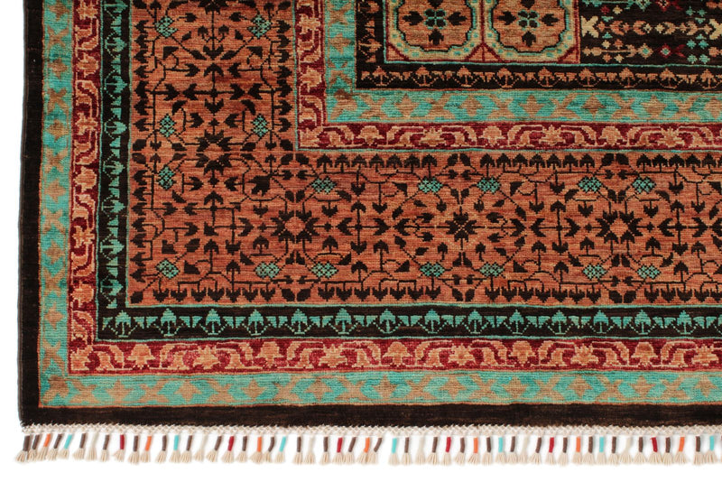 7x10 Rust and Multicolor Turkish Tribal Rug