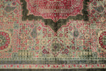 7x10 Magenta and Olive Green Turkish Tribal Rug