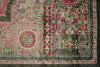 7x10 Magenta and Olive Green Turkish Tribal Rug