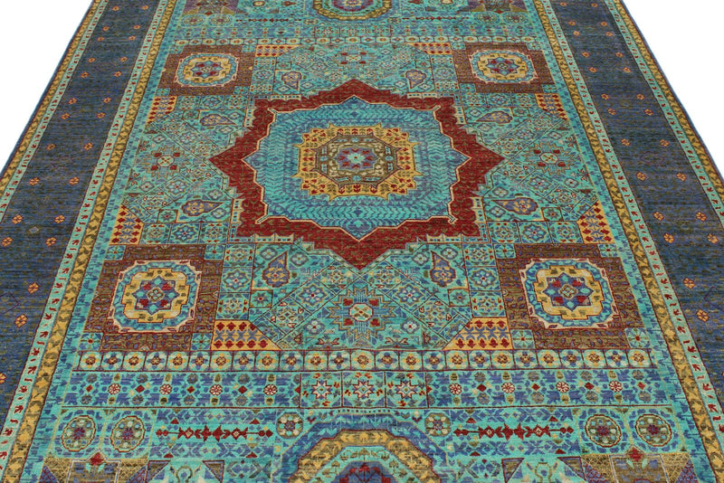 7x10 Turquoıse and Navy Turkish Tribal Rug