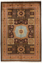 7x10 Black and Gold Turkish Tribal Rug
