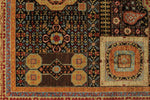 7x10 Black and Gold Turkish Tribal Rug