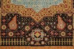 7x10 Black and Gold Turkish Tribal Rug