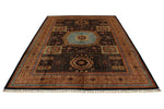 7x10 Black and Gold Turkish Tribal Rug