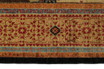 7x10 Black and Gold Turkish Tribal Rug