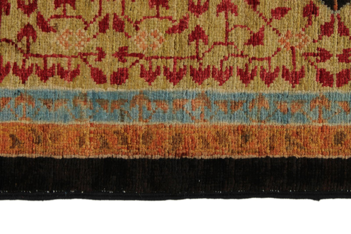 7x10 Black and Gold Turkish Tribal Rug