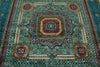 7x10 Light Blue and Navy Turkish Tribal Rug