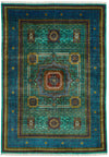 7x10 Green and Blue Turkish Tribal Rug