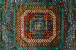 7x10 Green and Blue Turkish Tribal Rug