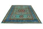 7x10 Green and Blue Turkish Tribal Rug