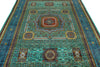 7x10 Green and Blue Turkish Tribal Rug