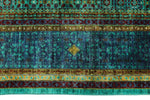 7x10 Green and Blue Turkish Tribal Rug