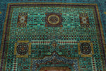 7x10 Green and Blue Turkish Tribal Rug