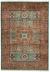 7x10 Green and Rust Turkish Tribal Rug