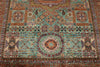 7x10 Green and Rust Turkish Tribal Rug