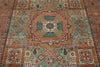 7x10 Green and Rust Turkish Tribal Rug