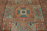 7x10 Green and Rust Turkish Tribal Rug