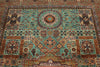 7x10 Green and Rust Turkish Tribal Rug