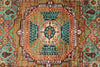 7x10 Green and Rust Turkish Tribal Rug