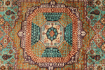 7x10 Green and Rust Turkish Tribal Rug