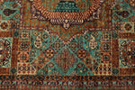 7x10 Green and Rust Turkish Tribal Rug