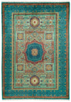 7x10 Light Green and Blue Turkish Tribal Rug