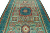 7x10 Light Green and Blue Turkish Tribal Rug