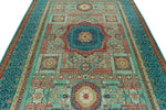 7x10 Light Green and Blue Turkish Tribal Rug