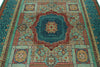 7x10 Light Green and Blue Turkish Tribal Rug