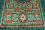 7x10 Light Green and Blue Turkish Tribal Rug