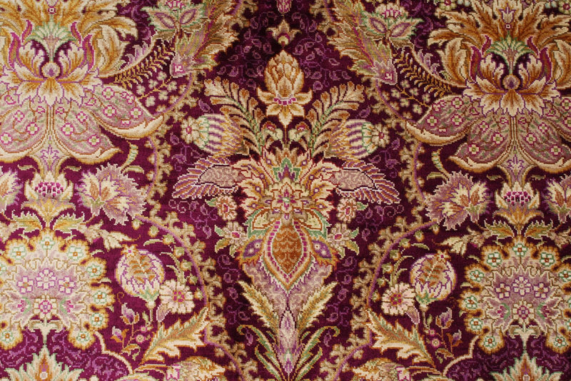 5x7 Purple and Ivory Turkish Silk Rug