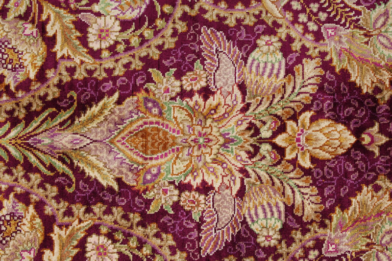 5x7 Purple and Ivory Turkish Silk Rug