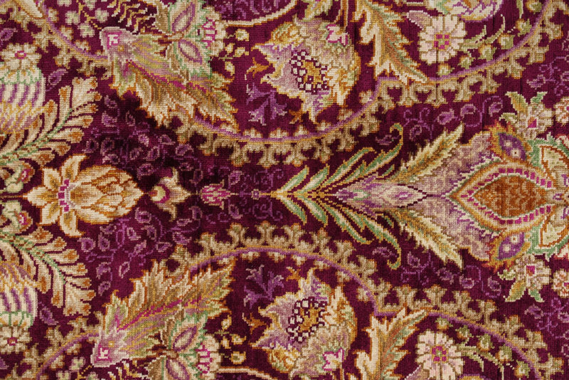 5x7 Purple and Ivory Turkish Silk Rug
