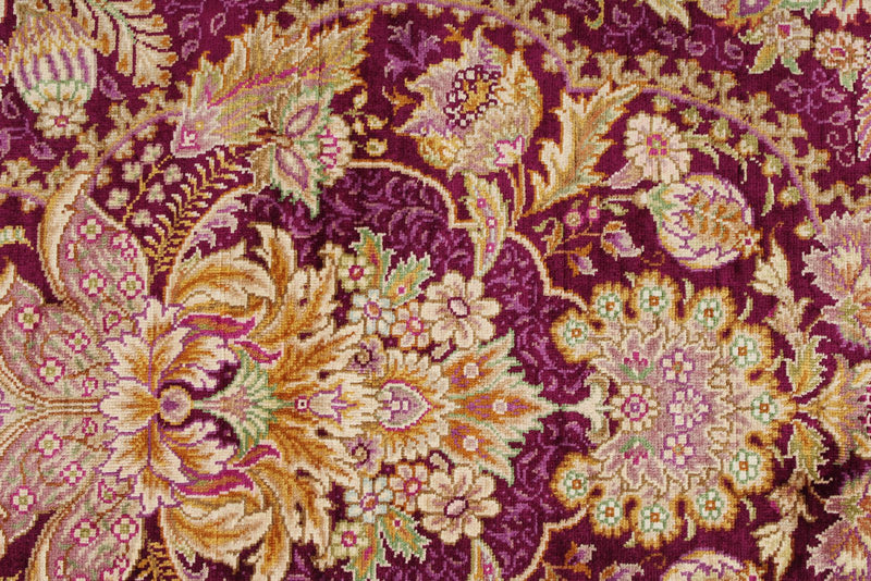 5x7 Purple and Ivory Turkish Silk Rug