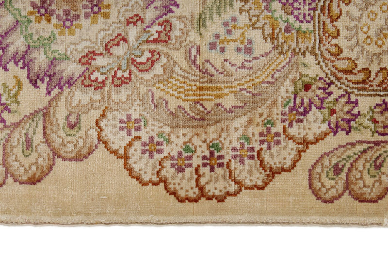 5x7 Purple and Ivory Turkish Silk Rug