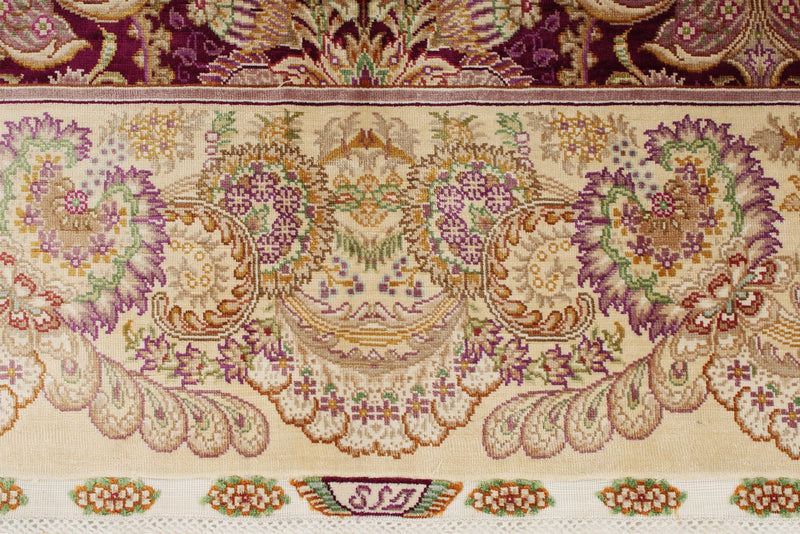 5x7 Purple and Ivory Turkish Silk Rug