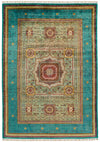 7x10 Green and Blue Turkish Tribal Rug